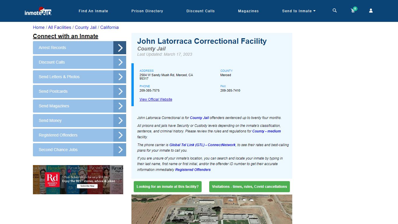 John Latorraca Correctional Facility - Inmate Locator - Merced, CA